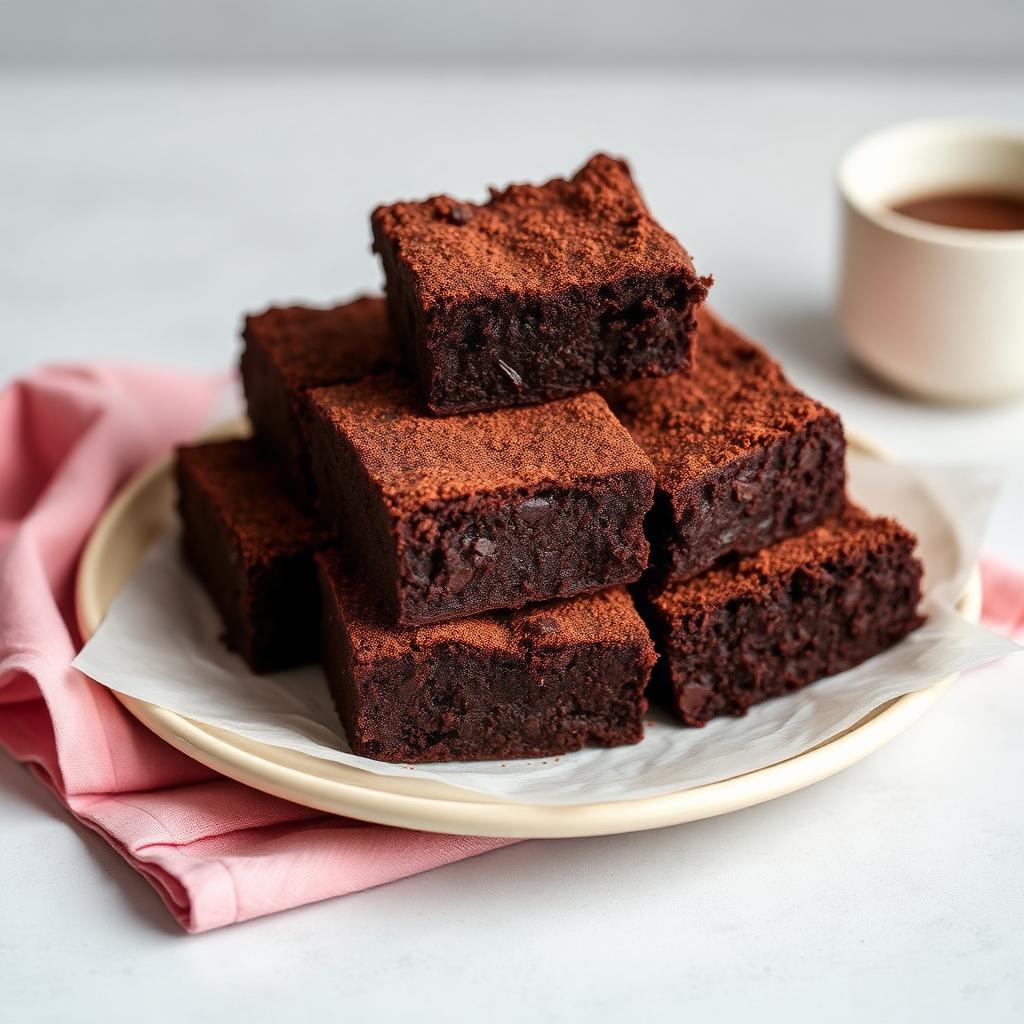 Fudgy chocolate brownies dusted with cocoa